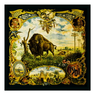 Pan Am Expo mit Bison- und indianischen Motiven Poster
