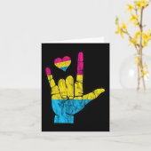Pan ASL Pride Pansexual Hearing Loss Deaf Awarenes Karte (Gelbe Blume)