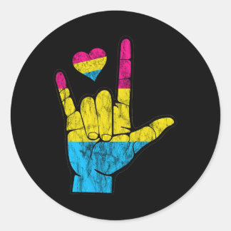 Pan ASL Pride Pansexual Hearing Loss Deaf Awarenes Runder Aufkleber