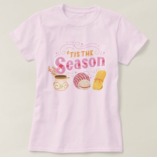 Pan Dulce Mexikanisches Konditorgebäck Pink Weihna T-Shirt (Design vorne)