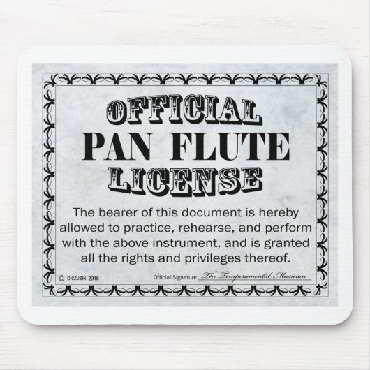 Pan Flute License Mousepad (Vorne)