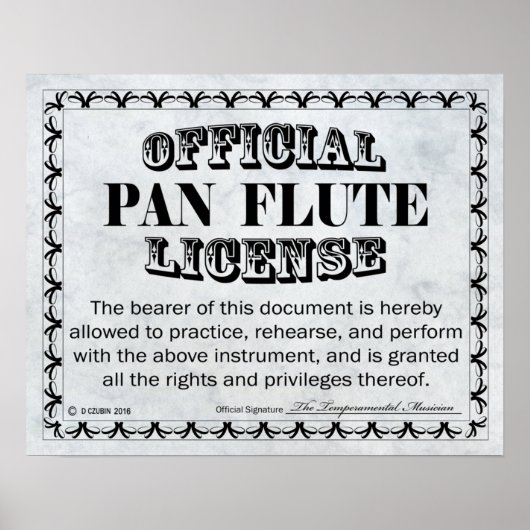Pan Flute License Poster (Vorne)