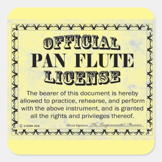 Pan Flute License Square Aufkleber (Vorderseite)