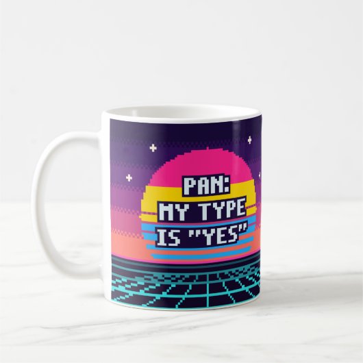Pan: Mein Typ ist Ja Pride Pixel Tasse (Links)