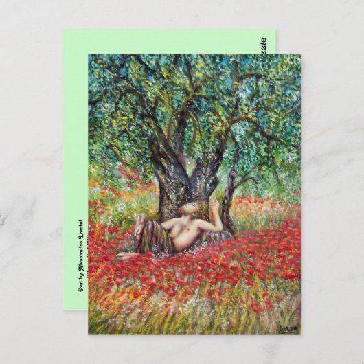 PAN OLIVE TREE UND POPPIES POSTKARTE (Vorne/Hinten)