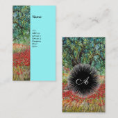 PAN, OLIVENBAUM UND KOPIERFELDER Monogramm, blau Visitenkarte (Vorne/Hinten)