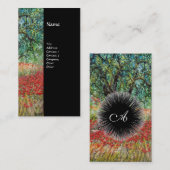 PAN, OLIVENBAUM UND KOPIERFELDER Monogramm, schwar Visitenkarte (Vorne/Hinten)