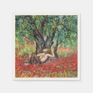 PAN-, OLIVENBAUM- UND POPPIENFELDER SERVIETTE