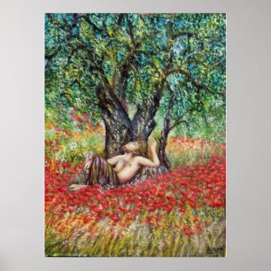 PAN-, OLIVENBAUM- UND POPPY-FELDER POSTER
