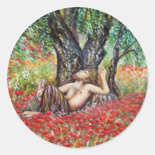 PAN-, OLIVENBAUM- UND POPPY-FELDER RUNDER AUFKLEBER (Vorderseite)