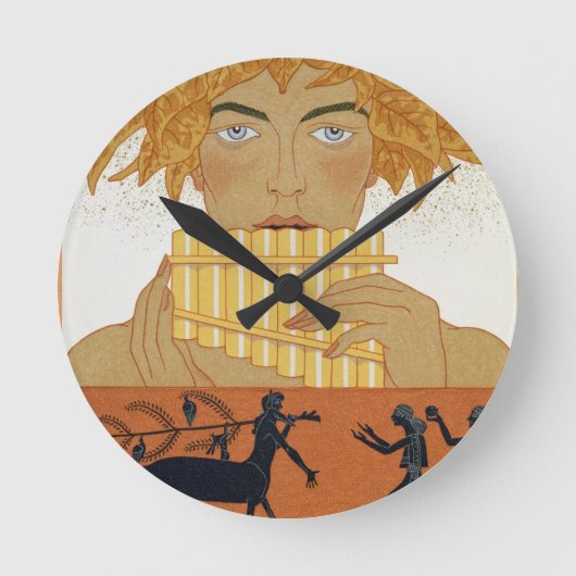 Pan-Pfeifer, Illustration von "Les Mythes" durch Runde Wanduhr (Vorderseite)