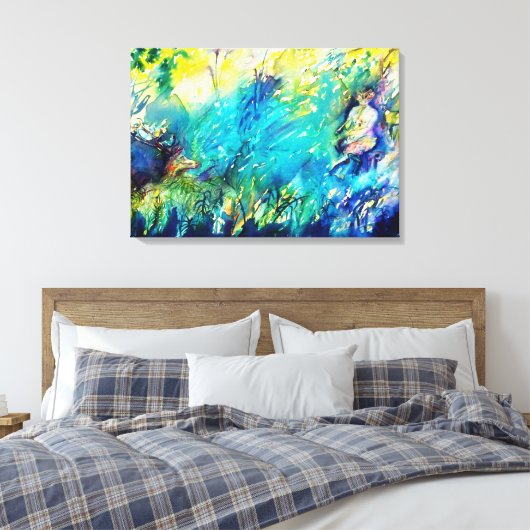 PAN PLAYING FLUTE AND DEINE IN GREEN WOODLAND LEINWANDDRUCK (Insitu (Schlafzimmer))