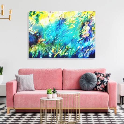 PAN PLAYING FLUTE AND DEINE IN GREEN WOODLAND LEINWANDDRUCK (Insitu (Wohnzimmer))