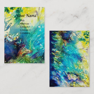 PAN PLAYING FLUTE AND DEINE IN GREEN WOODLAND VISITENKARTE