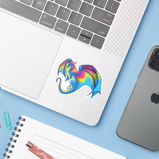 Pan Pride Dragon Aufkleber (Laptop mit iPhone)