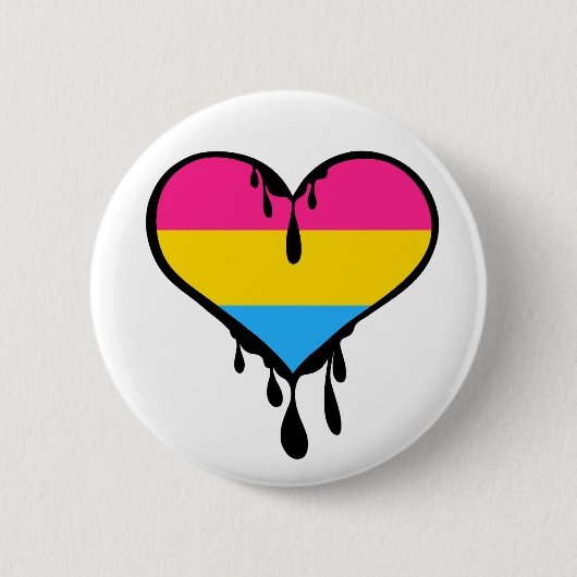 Pan Pride Dripping Heart Button (Vorderseite)