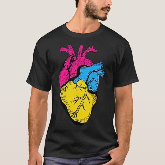 Pan Pride LGBQ Retro Pansexual Heart T-Shirt (Vorderseite)