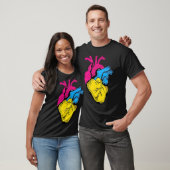 Pan Pride LGBQ Retro Pansexual Heart T-Shirt (Unisex)