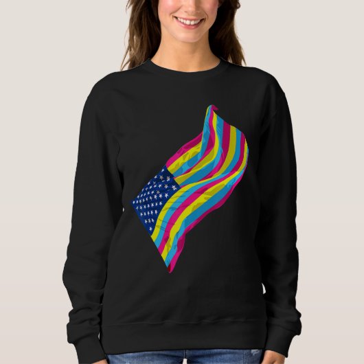 Pan Pride Month Pansexuality Us Flag LGbt Equality Sweatshirt (Vorderseite)