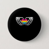 Pan Pride Skeleton Halloween Pan Goth Heart Button (Vorderseite)
