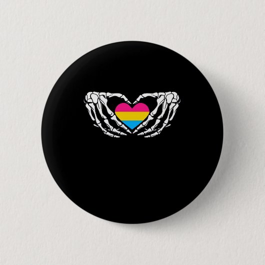Pan Pride Skeleton Halloween Pan Goth Heart Button (Vorderseite)