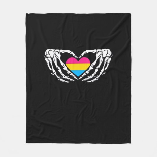 Pan Pride Skeleton Halloween Pan Goth Heart Fleecedecke (Vorderseite)