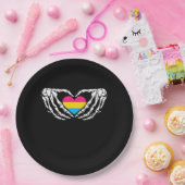 Pan Pride Skeleton Halloween Pan Goth Heart Pappteller (Party)