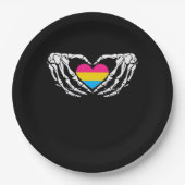 Pan Pride Skeleton Halloween Pan Goth Heart Pappteller (Vorderseite)
