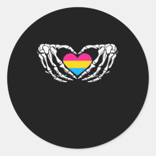 Pan Pride Skeleton Halloween Pan Goth Heart Runder Aufkleber
