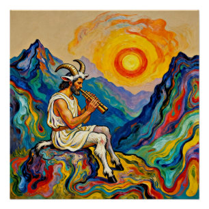 Pan spielt auf seiner Panflöte Poster