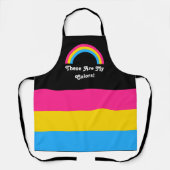 Pan-Stolperflagge und Regenbogen mit einer benutze Schürze (Vorderseite)