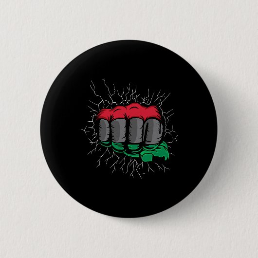 Panafrikanische Unia-Flagge Faust Black History Mo Button (Vorderseite)