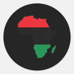 Panafrikanische Unia-Flagge Karte Kontinent Schwar Runder Aufkleber