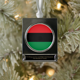 Panafrikanische UNIA Kwanzaa-Flagge personalisiert Banner-Ornament Silber