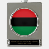 Panafrikanische UNIA Kwanzaa-Flagge personalisiert Banner-Ornament Silber (Vorderseite)