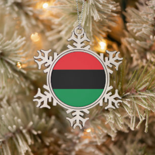 Panafrikanische UNIA Kwanzaa-Flagge Schneeflocken Zinn-Ornament