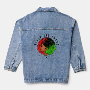Panafrikanisches schwarzes Mädchen Frau rot grün S Jeansjacke