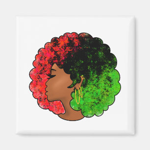 Panafrikanisches schwarzes Mädchen Frau rot grün S Magnet