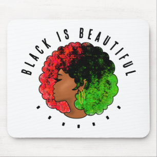 Panafrikanisches schwarzes Mädchen Frau rot grün S Mousepad