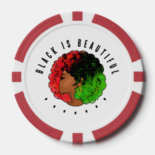 Panafrikanisches schwarzes Mädchen Frau rot grün S Pokerchips