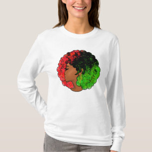 Panafrikanisches schwarzes Mädchen Frau rot grün S T-Shirt