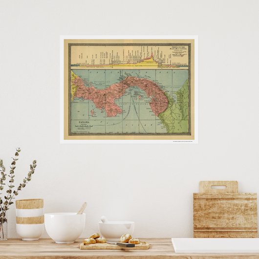 Panama Canal Map - 1904 Poster (Küche)