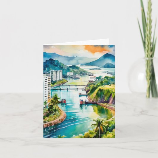 Panama Canal Watercolor Karte (Vorderseite)