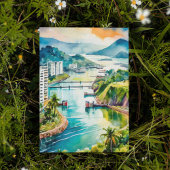 Panama Canal Watercolor Postcard Einladung