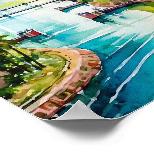 Panama Canal Watercolor Poster (Ecke)