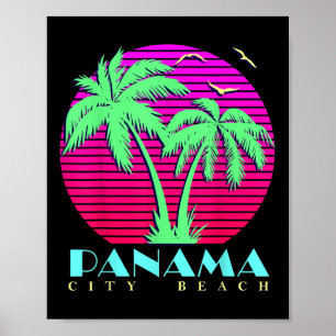 Panama City Beach 80er Palmen Sommer Sonnenunterga Poster