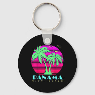Panama City Beach 80er Palmen Sommer Sonnenunterga Schlüsselanhänger