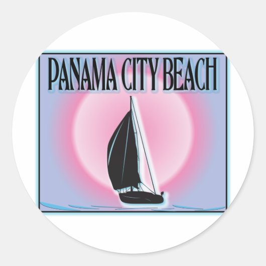 Panama City Beach Airbrushed Look Boat Sunset Runder Aufkleber (Vorderseite)