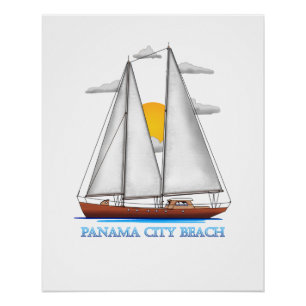 Panama City Beach Coastal Nautical Sailing Sailor Poster