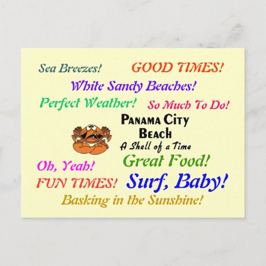 Panama City Beach Crab Postkarte (Vorderseite)